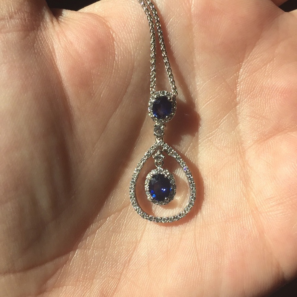 Spark 18k diamond and sapphire necklace -RARE- - Picture 2 of 13